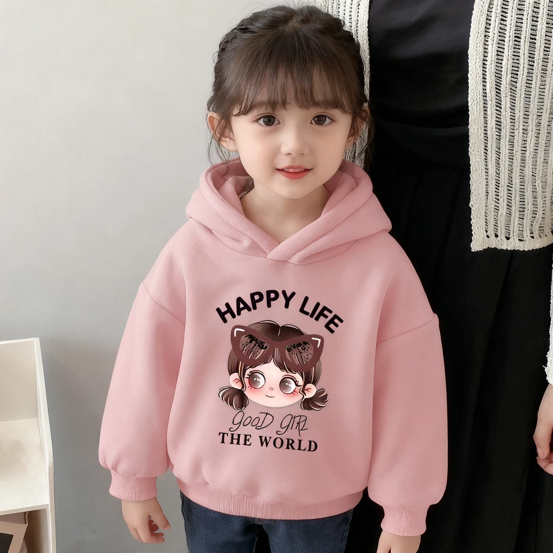 冬季新款儿童可爱女童洋气卫衣加厚连帽上衣中大童外穿休闲潮衣服