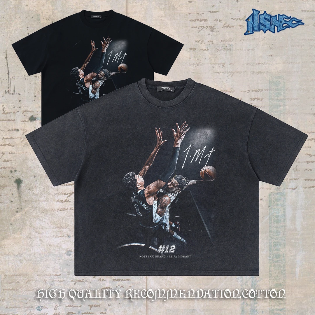 notsexx “莫兰特顶扣文班亚马” 进口数码直喷重磅短宽boxy短袖t恤