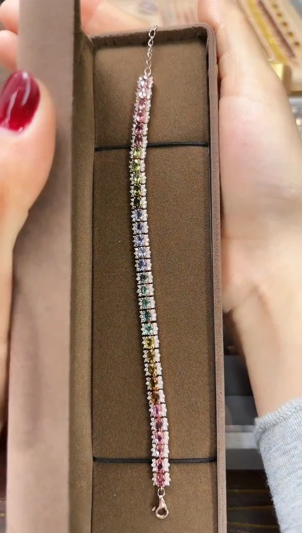 【闪购商品】碧玺手链银S925镶嵌01天然宝石