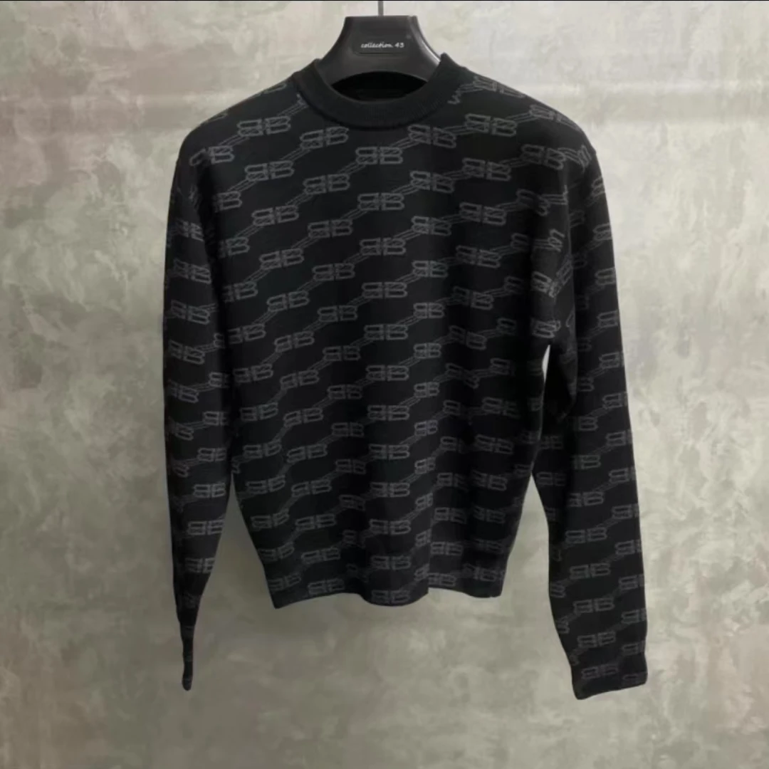 全新未使用 Balenciaga/巴黎世家 标志性Logo满印长袖毛衣/S/L码
