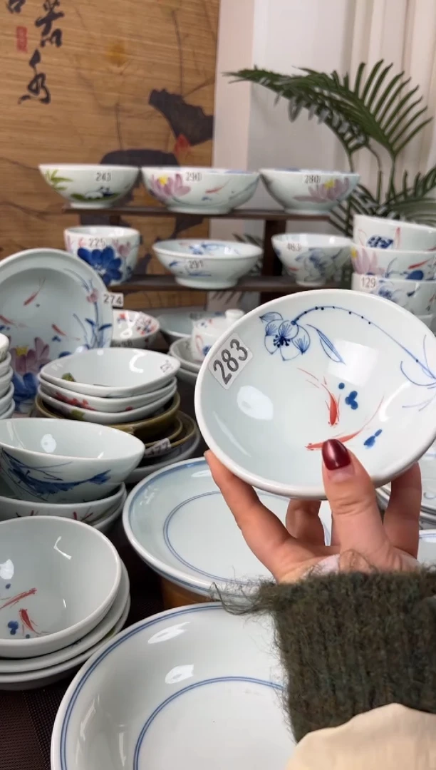 明舟中暇手绘画鱼5.5寸古碗（单只装）