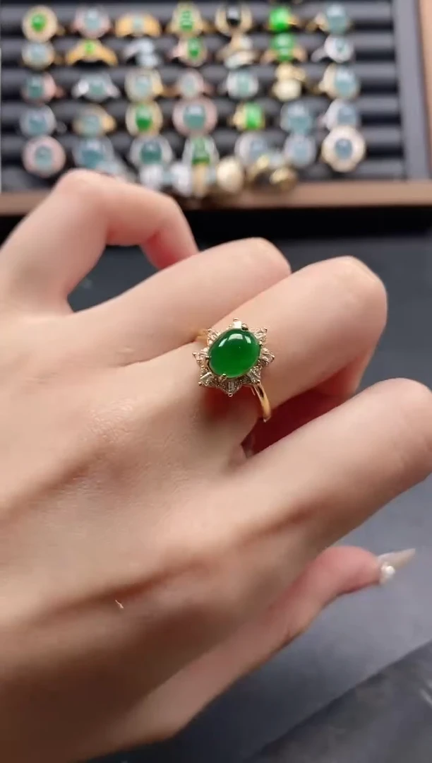 银S925镶嵌戒指翡翠51511