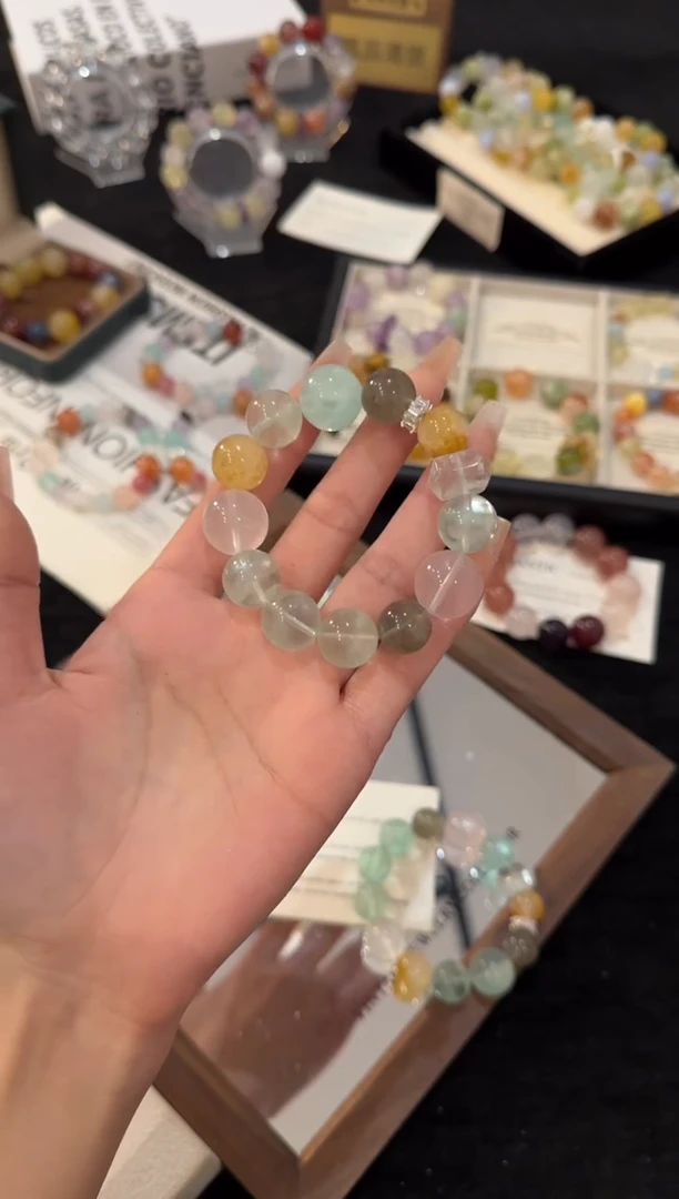 合金手链水晶绿萤石多宝x3108