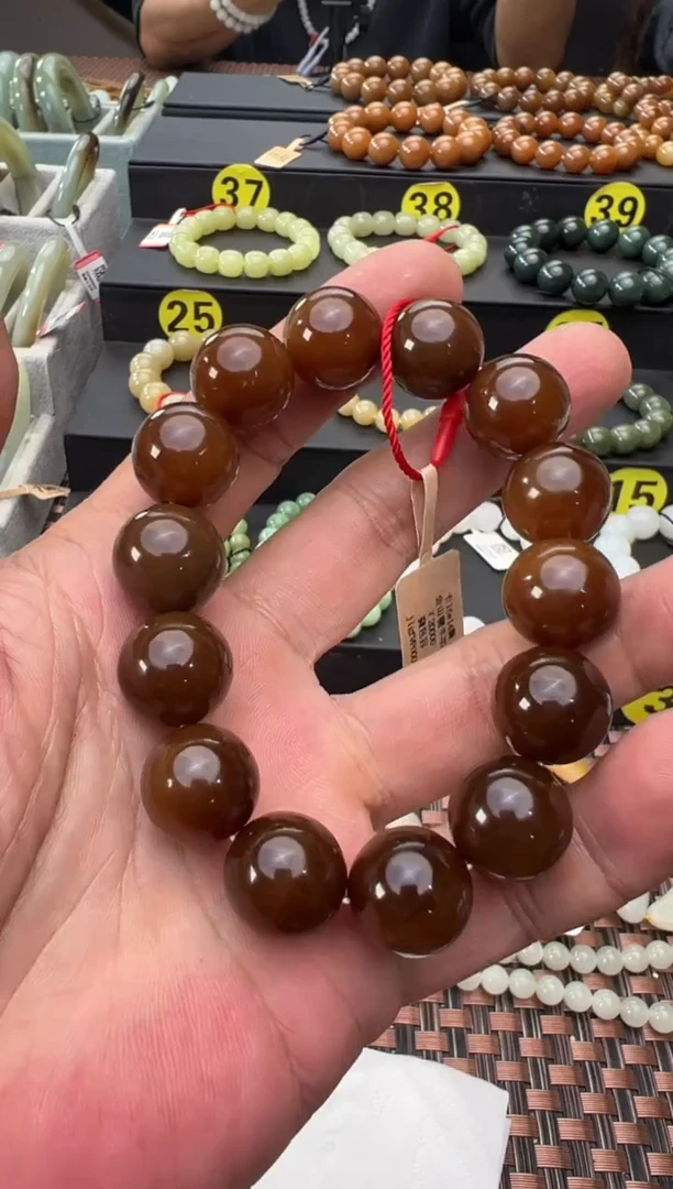 未镶嵌手串和田玉且末料金山糖手串卡16