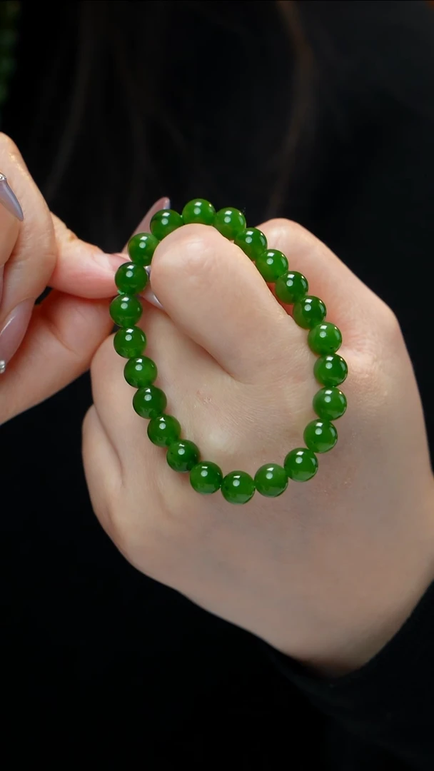 未镶嵌手链和田玉（碧玉）碧玉手链7-8mm 多样性发其一