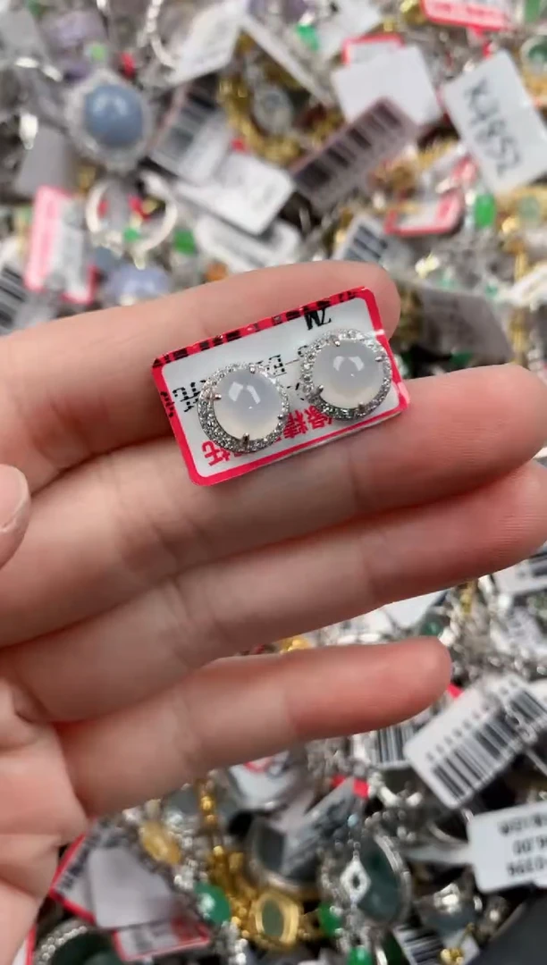 银S925镶嵌戒指翡翠14-14-14      8