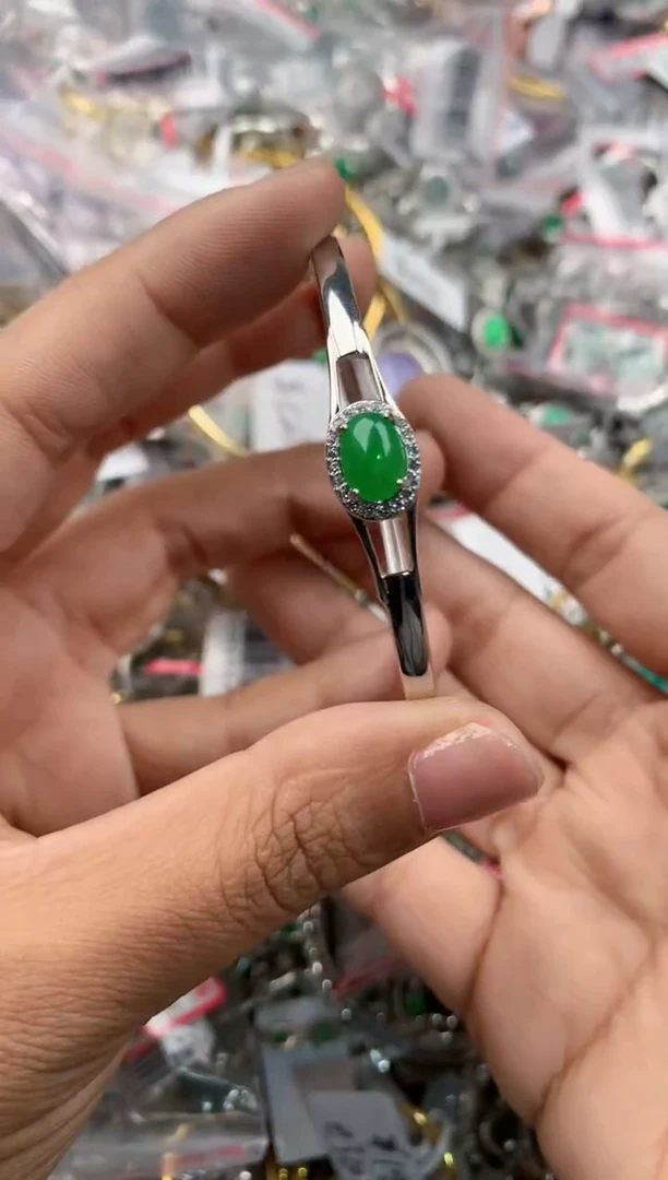 银S925镶嵌戒指翡翠101010----3