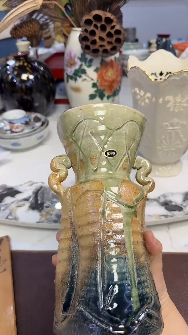 茶周边316带款手作花器高23口11