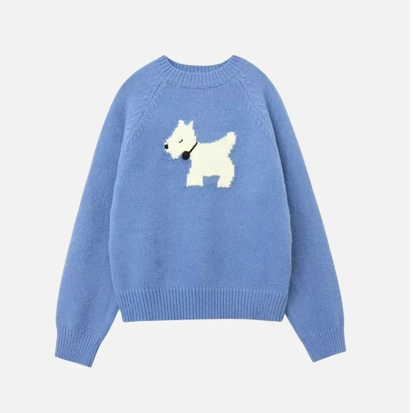 时尚休闲慵懒风小狗针织保暖长袖毛衣针织衫修身毛衣上衣H3-89