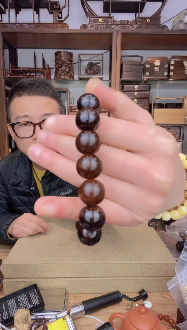 【闪购商品】乌木类书架169可可牛1.6圆珠单圈手串