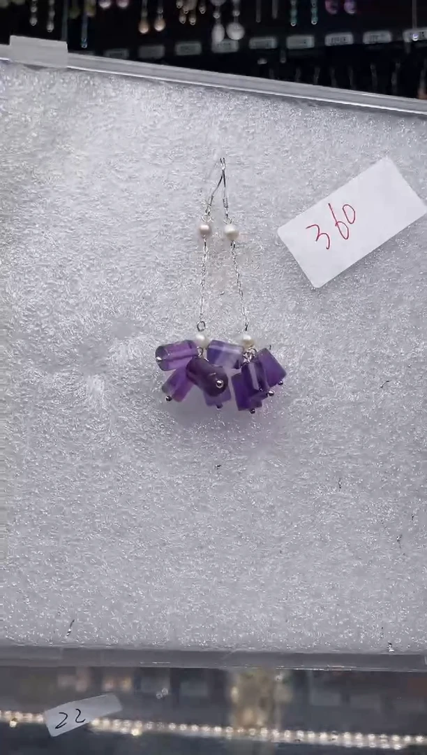 【闪购商品】紫晶耳饰银S925镶嵌喜欢拍