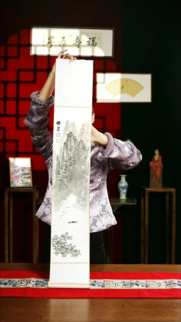 【闪购商品】国画绘画卷轴17*110山水悟道孟老师