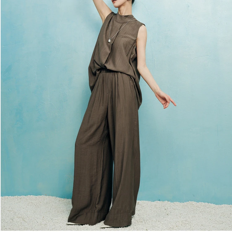 【富贵专属】老钱风低调慵懒气质竖纹休闲女裤阔腿裤SE103