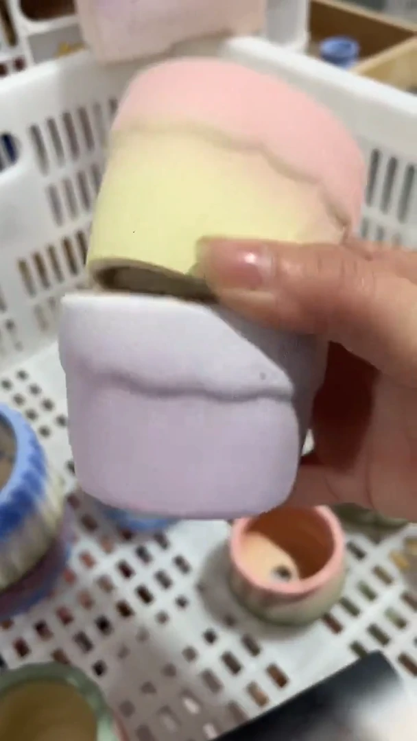 麦饭石粗陶多肉花盆口径6*4微瑕两个