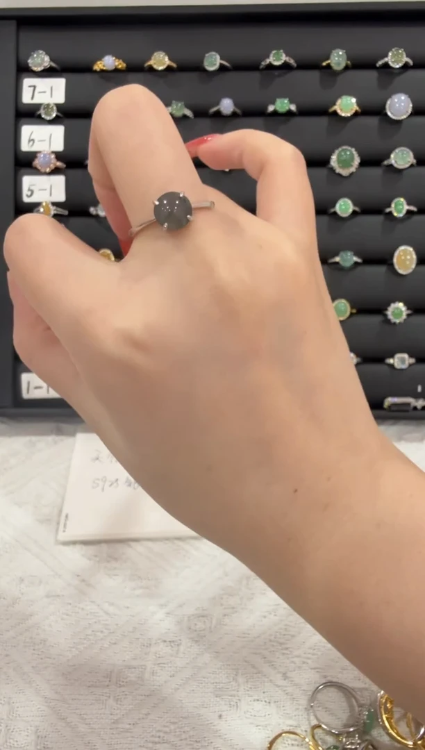 银S925镶嵌戒指翡翠110