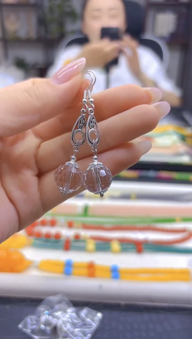 银S925镶嵌耳饰水晶DIY款EQ12