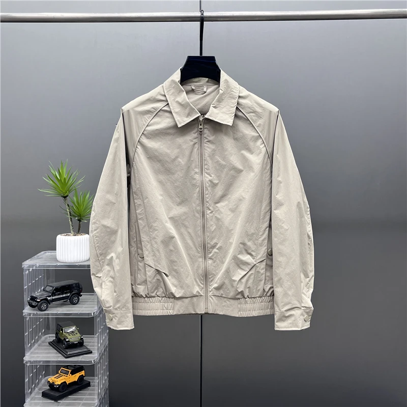 2025春季新款男士翻领夹克韩版潮流美式户外简约纯色休闲百搭外套