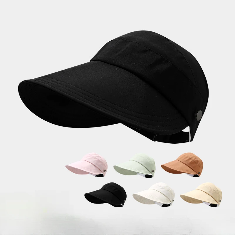空顶防晒遮阳帽女2025新款可扎高马尾可挂口罩大檐帽子鸭舌渔夫帽