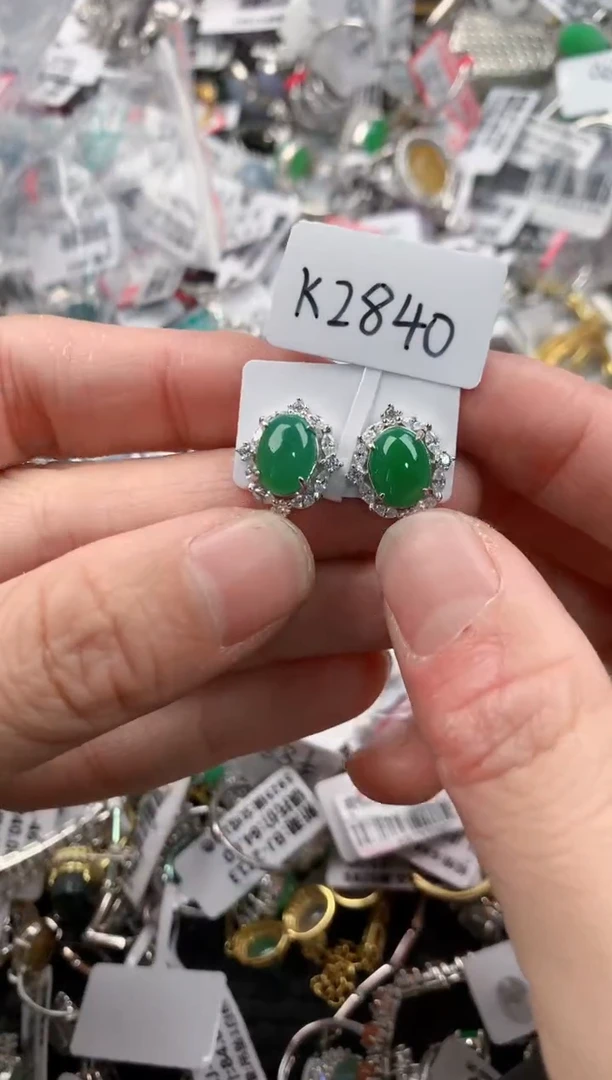 银S925镶嵌戒指翡翠444----8