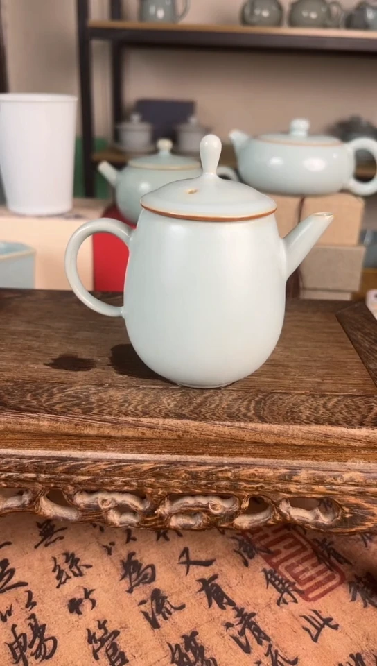 杯仿古天青小官帽壶裸发