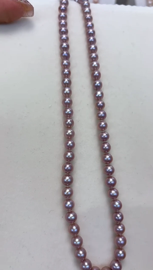 【闪购商品】淡水珍珠颈饰银S925镶嵌6.5-7.5mm无核彩珠项链