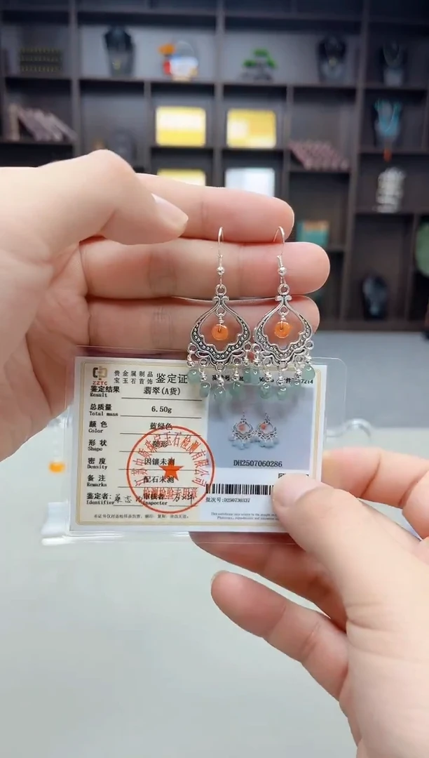 银S925镶嵌翡翠耳饰432000