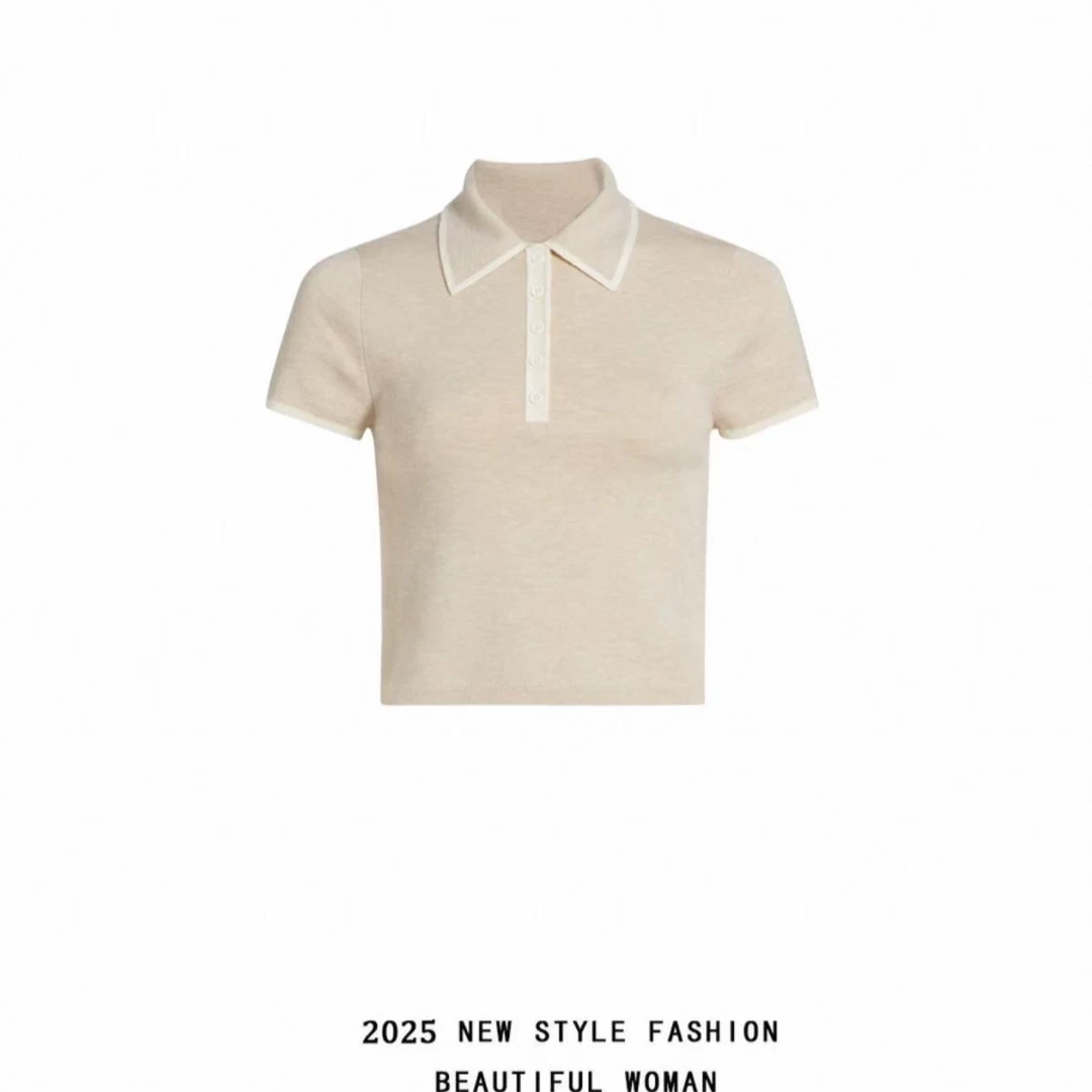 【现货】时尚简约Polo领t恤2025年夏季新款百搭减龄气质设计感上衣