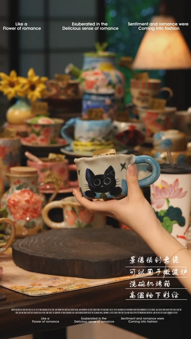 陶瓷247景德镇高温釉下彩绘设计师款式