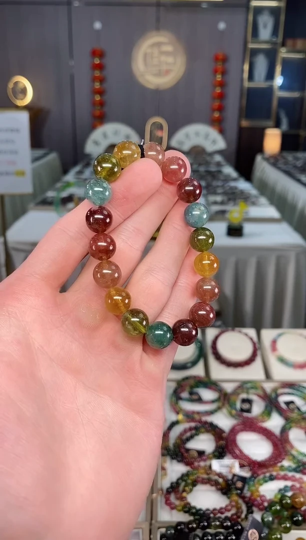 未镶嵌收藏级老矿碧玺色标单圈手串10mm+碧玺xion多样性发一条