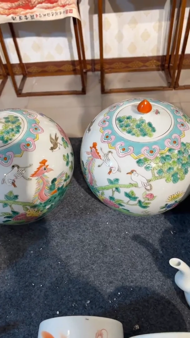 摆件瓷摆件瓷摆件凤凰圆罐子