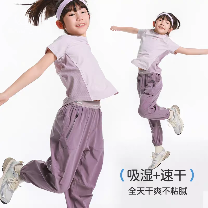 M800 女童速干短袖t恤夏季薄款洋气2025新款儿童夏装吸湿上衣潮