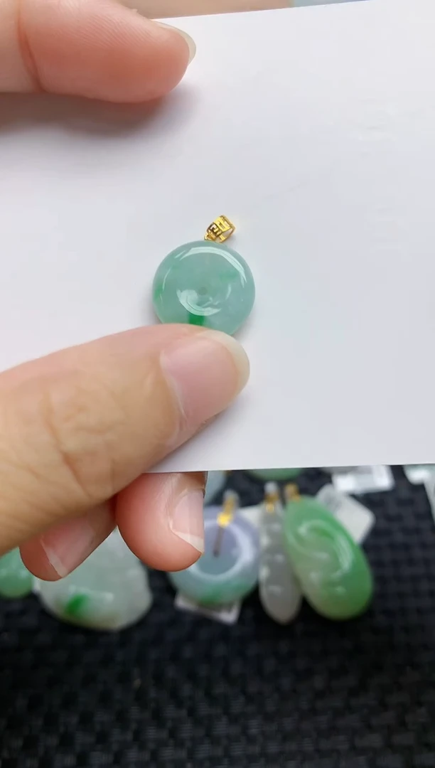 翡翠18K金镶嵌颈饰天然缅甸A货翡翠百元以上9元证书费自理