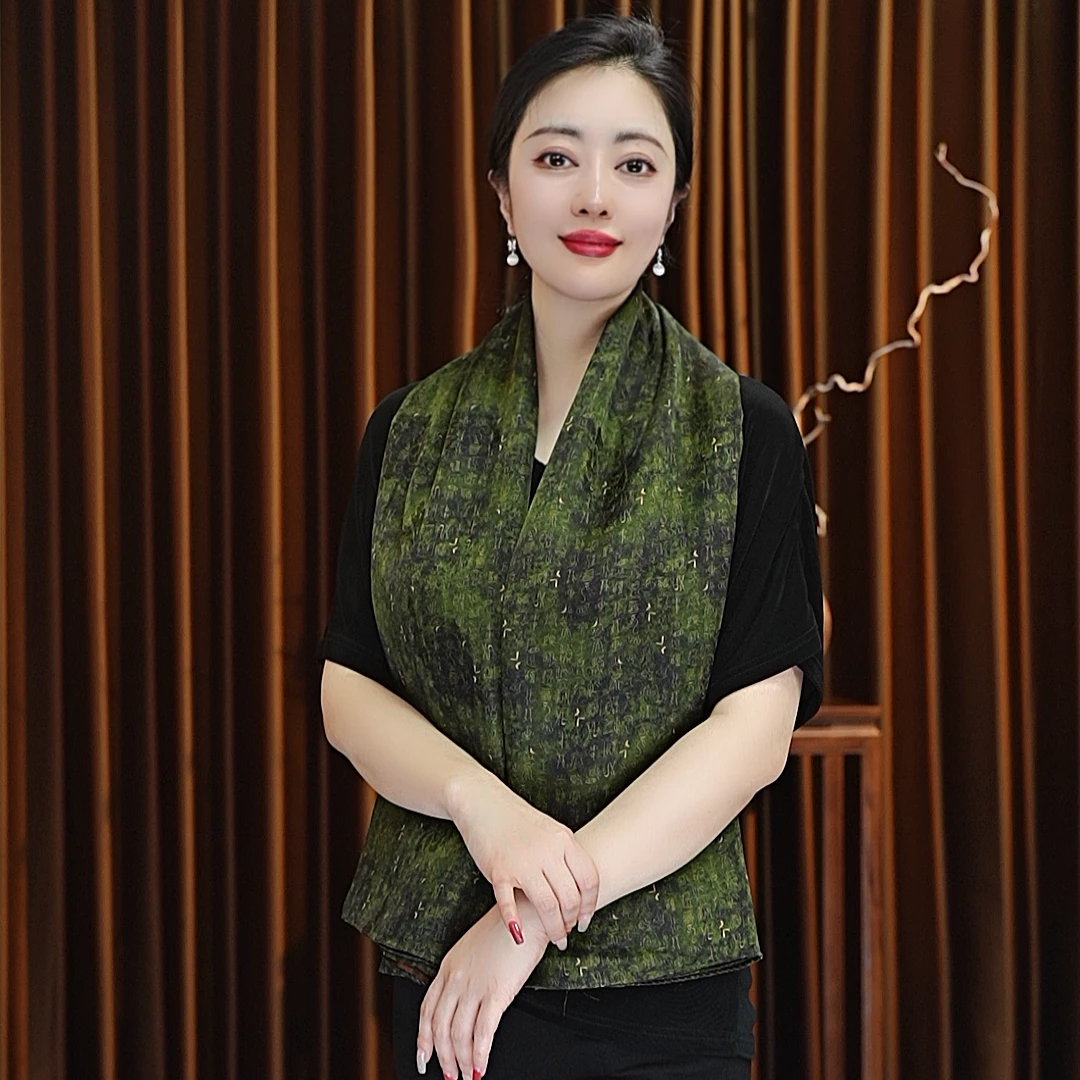 【象形字】140*140湖丝老料大方巾围巾女士丝巾披肩百搭四季款双面