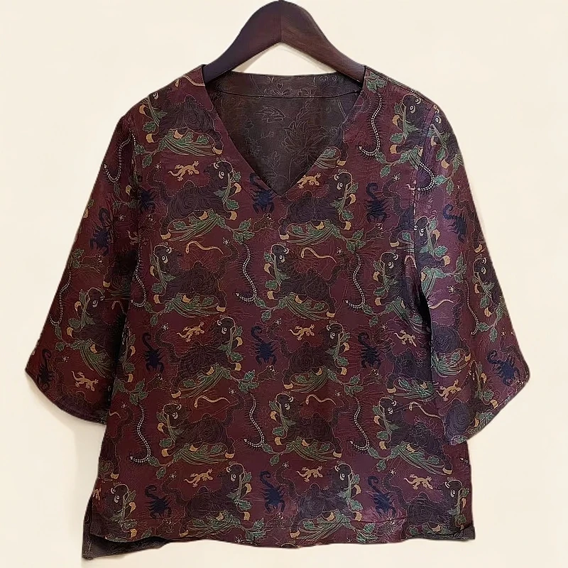 【虎镇五毒】2024新中式萝底衬衫斜襟扣系带国风上衣