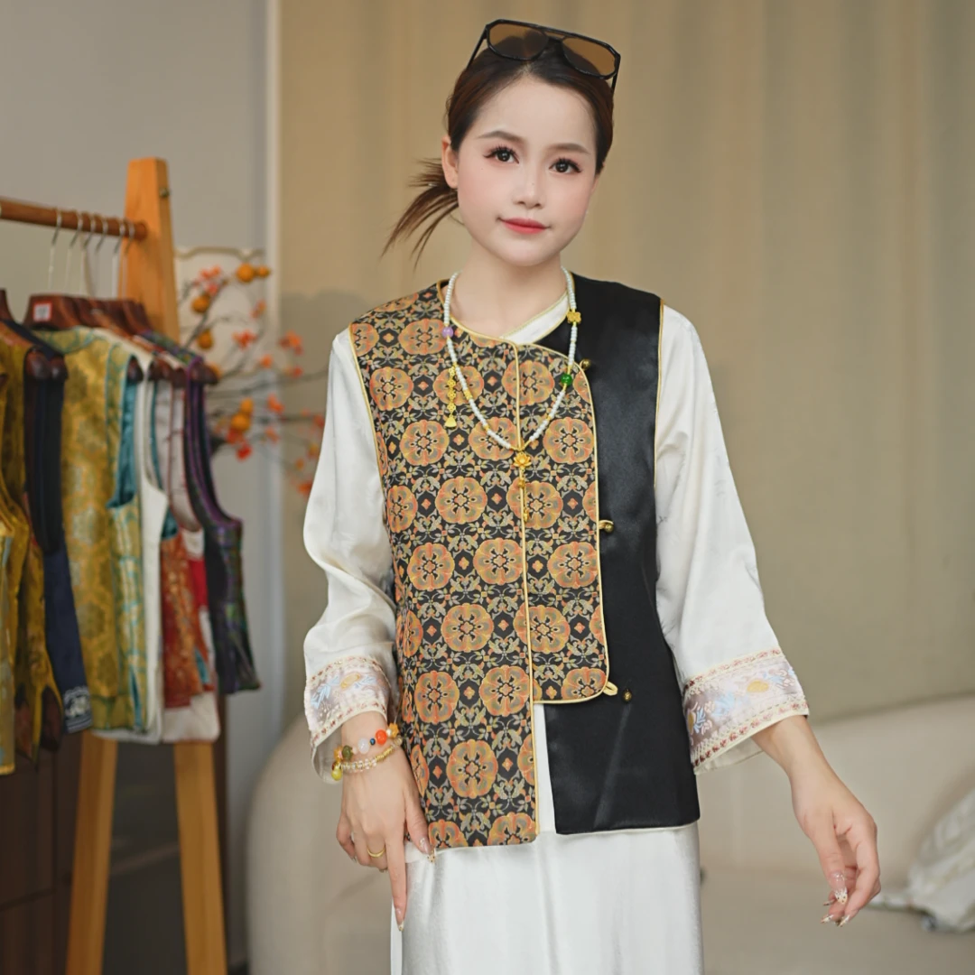 CHUNTIAN/椿锦【凌川】新中式宋锦提花时尚马甲