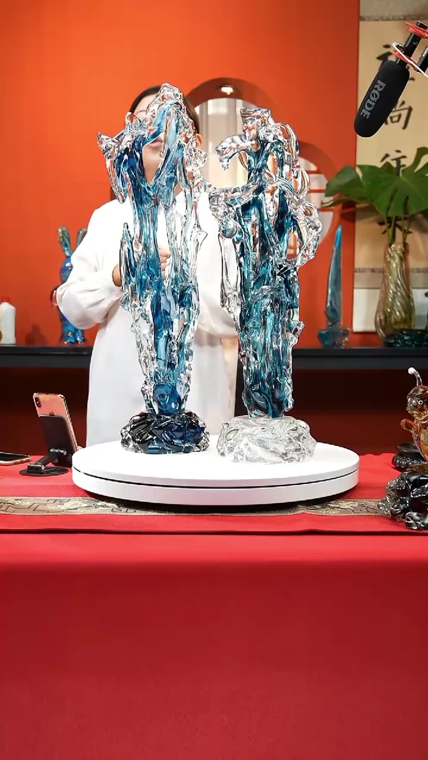 手工艺品琉璃蓝色太湖石中