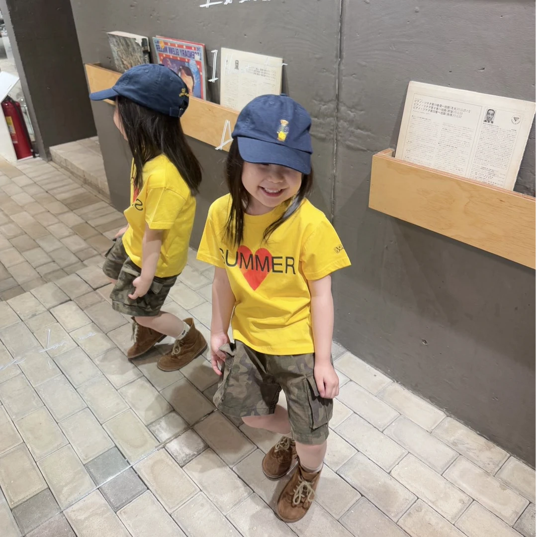 壹妈韩版童装女童套装夏装儿童洋气爱心印花T恤短袖上衣迷彩短裤