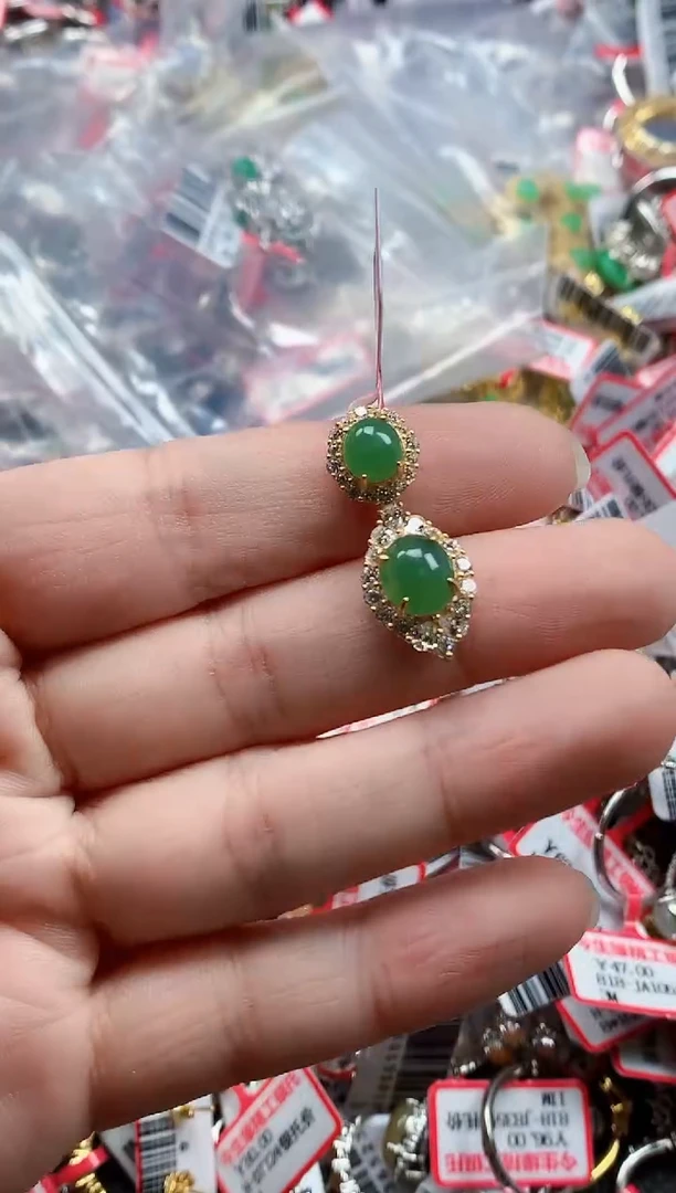 银S925镶嵌戒指翡翠天然A货缅甸翡翠