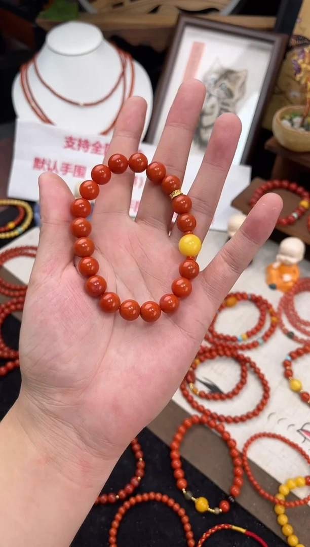 未镶嵌手串南红玛瑙南红单圈蜜蜡手串QF-A440（多样性发一）
