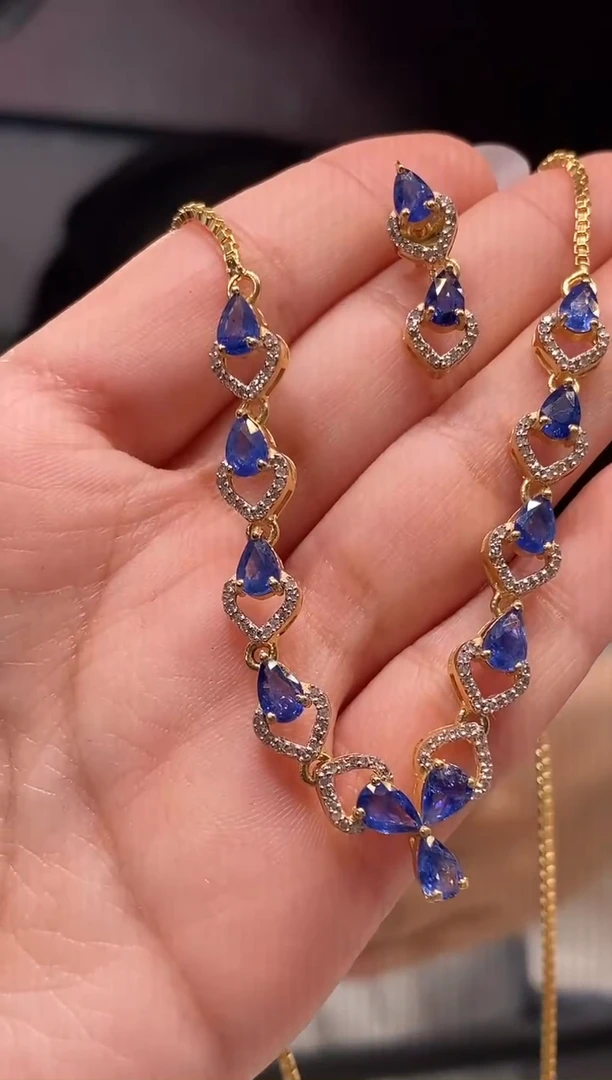 套链蓝宝石未镶嵌天然蓝宝石套链6.87ct