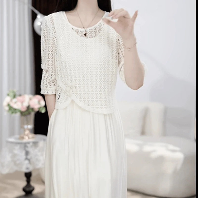 A636【罩衫+连衣裙】2025早秋新款时尚优雅法式气质连衣裙两件套