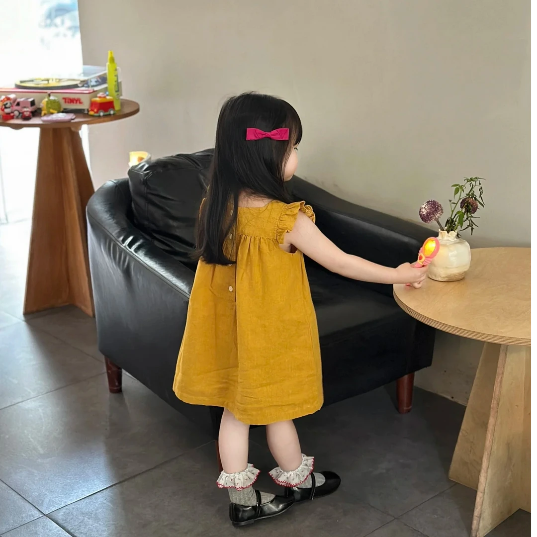 女童连衣裙夏季新款韩版洋气裙子女宝可爱公主小飞袖公主裙夏装潮
