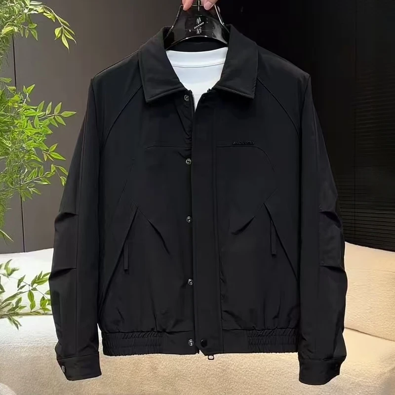 冬季新款男士户外结构翻领二棉外套时尚休闲痞帅慵懒风棉服外套男