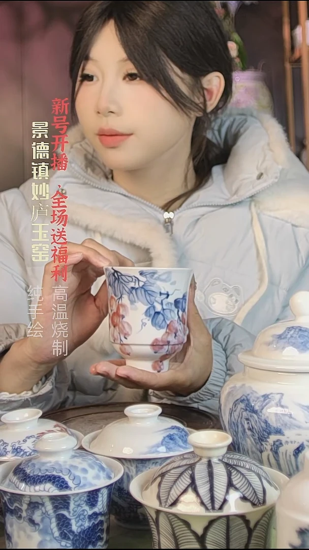 盘陶妙庐玉窑爵士杯微瑕