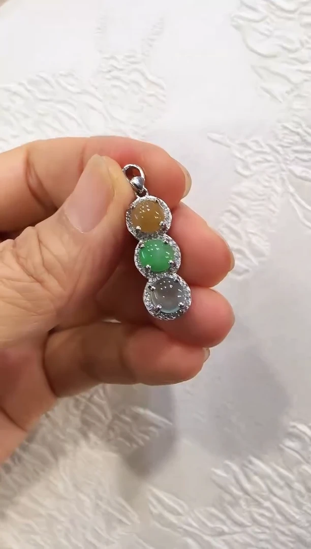 翡翠银S925镶嵌颈饰国风