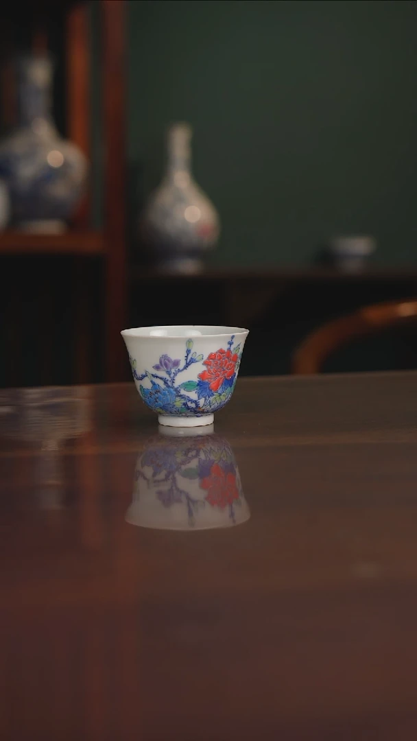 空山明月 青花斗彩