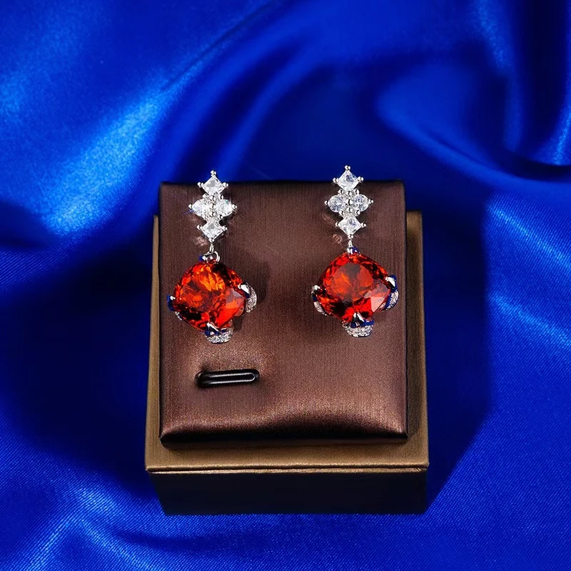 铜合金耳饰 欧美法式简约大气红色奢华高级感-576