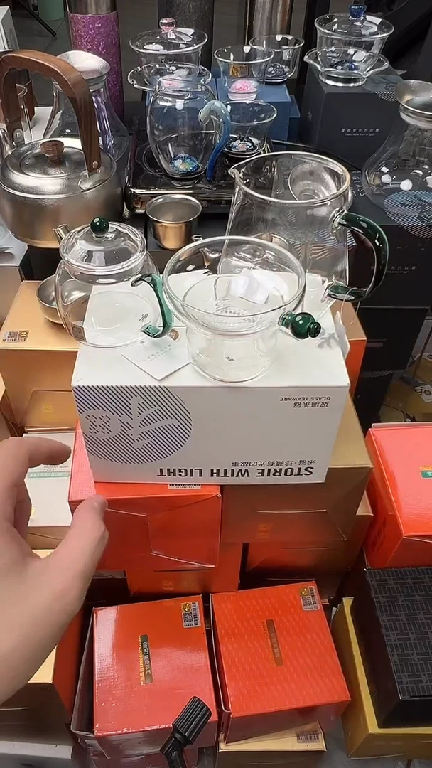 @@禾器晶彩言卿壶墨绿色+瀚然墨绿色+福容润茗茶漏墨绿色