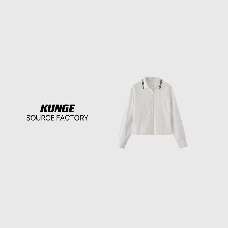 KUNGE-纯色翻领休闲衬衣夏季时尚衬衫长袖衬衫-9772