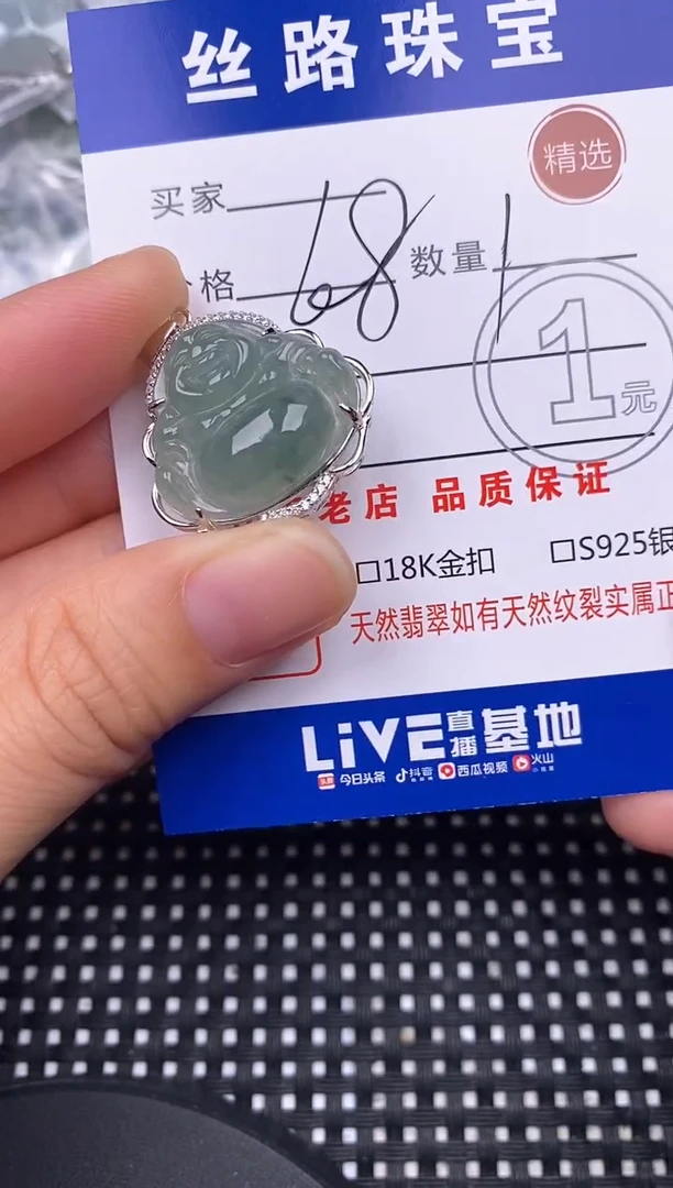 颈饰银S925镶嵌翡翠挂件